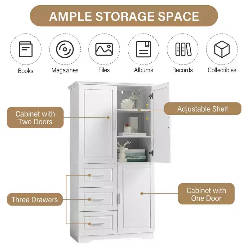 Meuble de rangement haut de salle de bain en bois moderne avec tiroirs et étagères réglables
