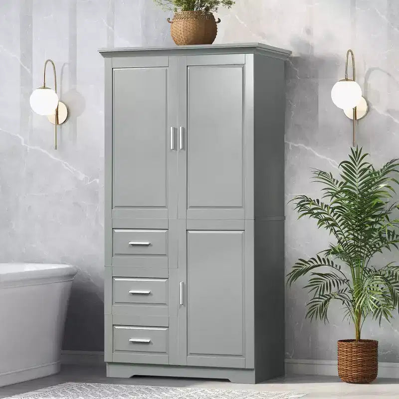Meuble de rangement haut de salle de bain en bois moderne avec tiroirs et étagères réglables