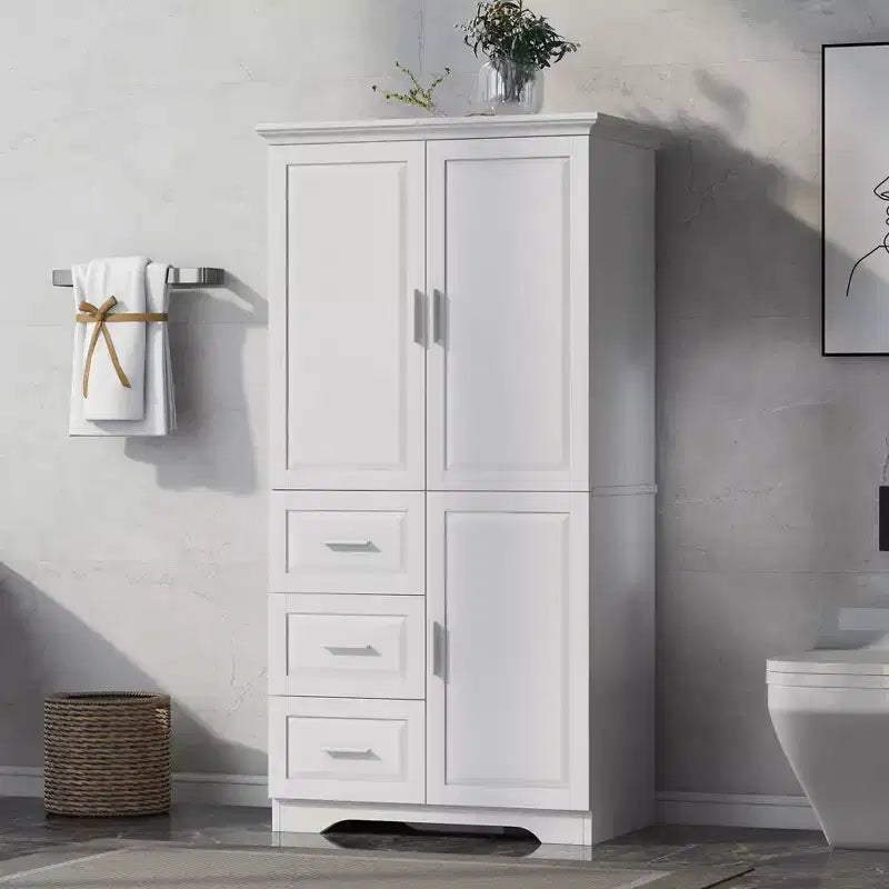 Meuble de rangement haut de salle de bain en bois moderne avec tiroirs et étagères réglables