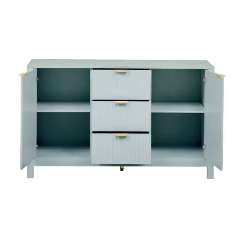 Buffet Modern Wave, meuble de rangement à 3 tiroirs avec texture cannelée