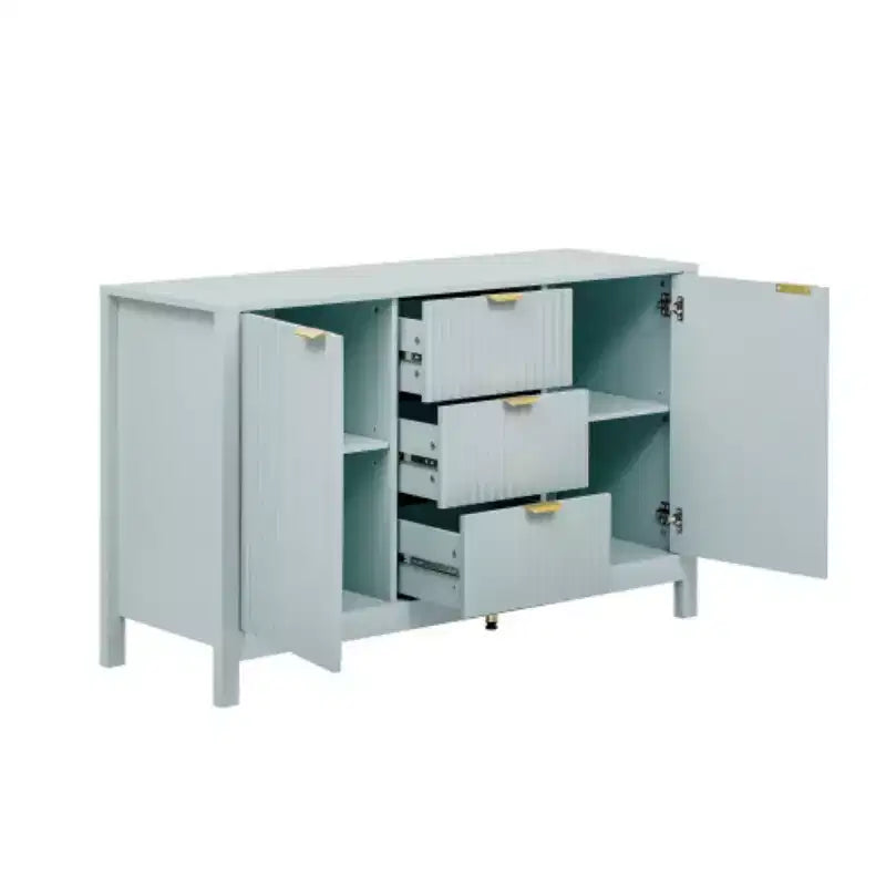 Buffet Modern Wave, meuble de rangement à 3 tiroirs avec texture cannelée