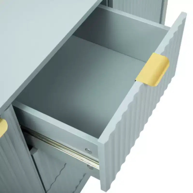 Buffet Modern Wave, meuble de rangement à 3 tiroirs avec texture cannelée
