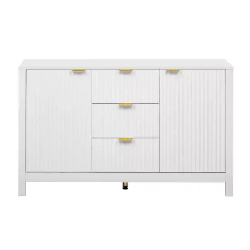 Buffet Modern Wave, meuble de rangement à 3 tiroirs avec texture cannelée