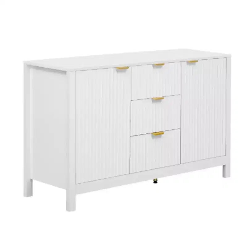 Buffet Modern Wave, meuble de rangement à 3 tiroirs avec texture cannelée