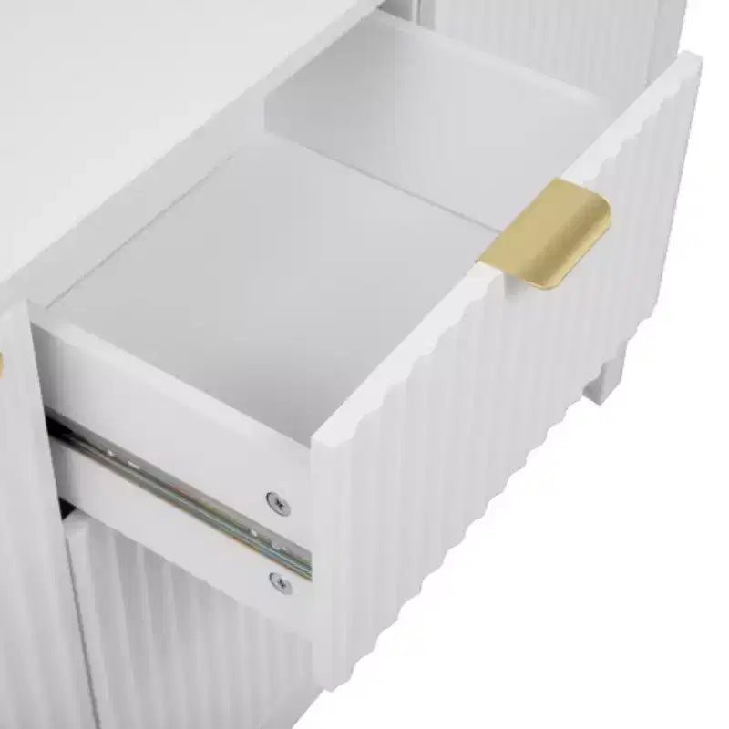 Buffet Modern Wave, meuble de rangement à 3 tiroirs avec texture cannelée