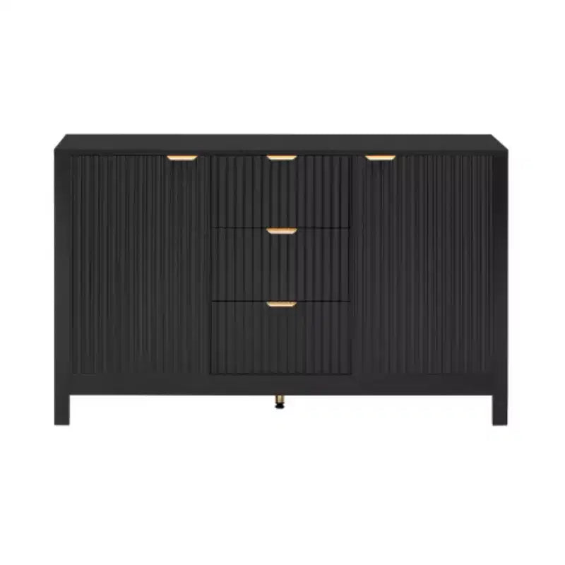 Buffet Modern Wave, meuble de rangement à 3 tiroirs avec texture cannelée