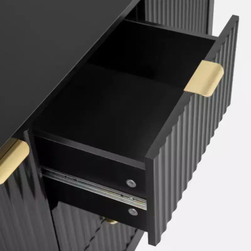 Buffet Modern Wave, meuble de rangement à 3 tiroirs avec texture cannelée