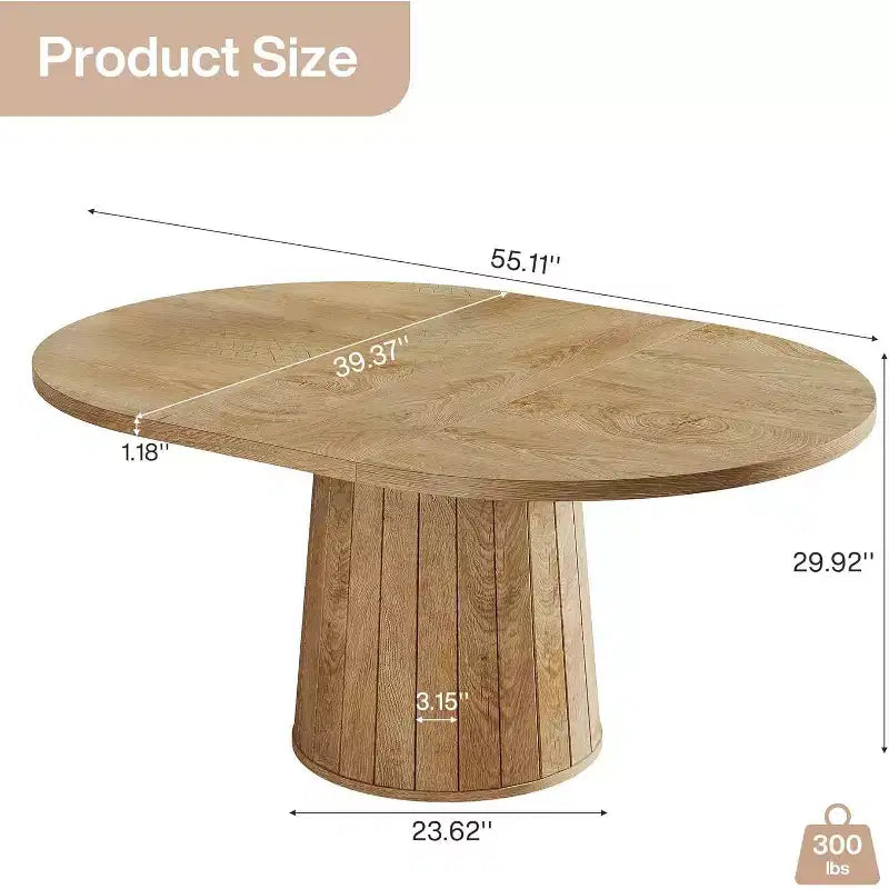 Table à manger ovale pour 6 personnes, table de cuisine de ferme de 140 cm