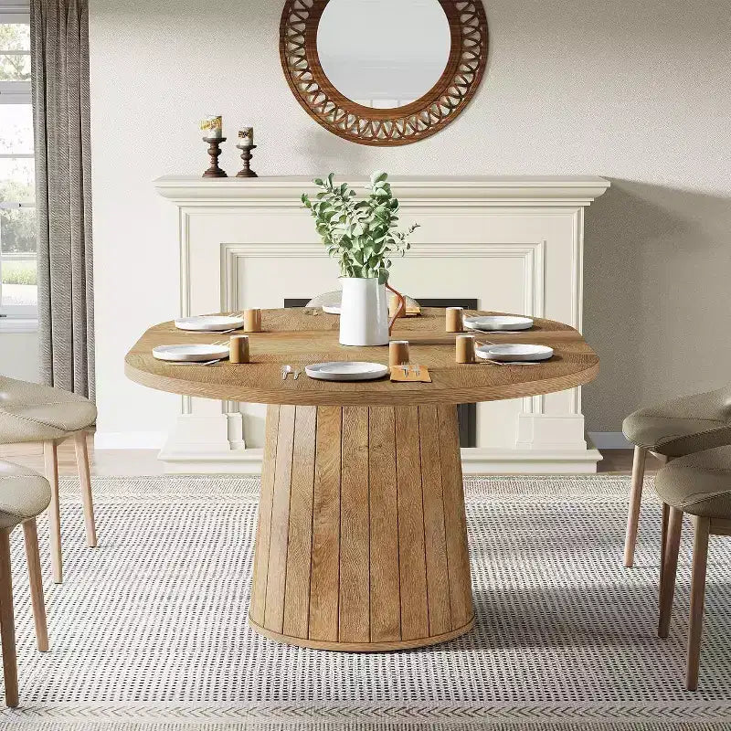 Table à manger ovale pour 6 personnes, table de cuisine de ferme de 140 cm
