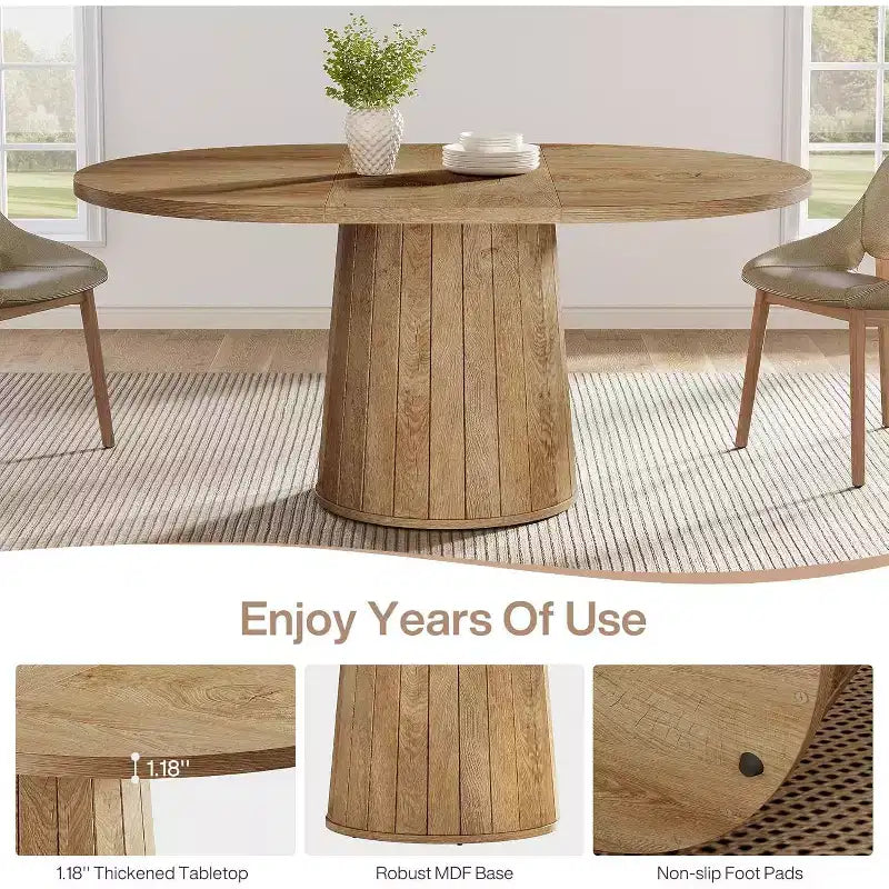 Table à manger ovale pour 6 personnes, table de cuisine de ferme de 140 cm