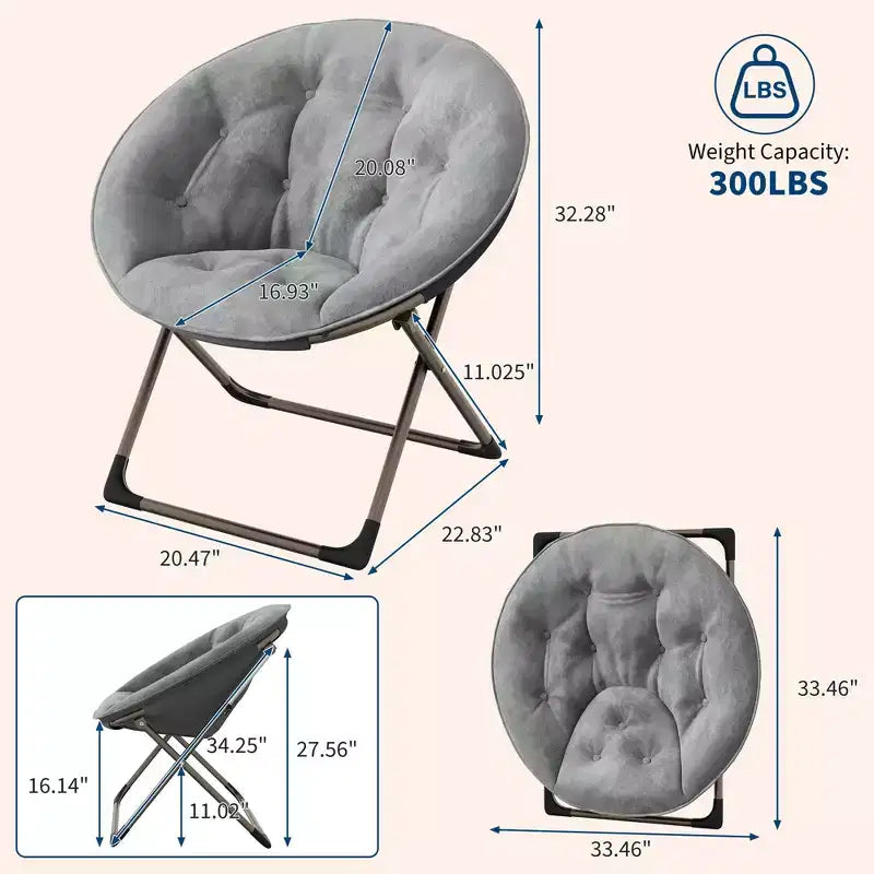 Fauteuil à bascule, Fauteuil lune surdimensionné Coussin moelleux Structure en métal doré