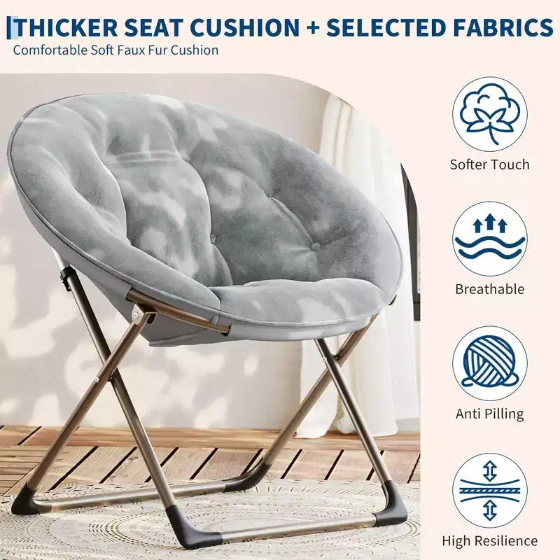 Fauteuil à bascule, Fauteuil lune surdimensionné Coussin moelleux Structure en métal doré
