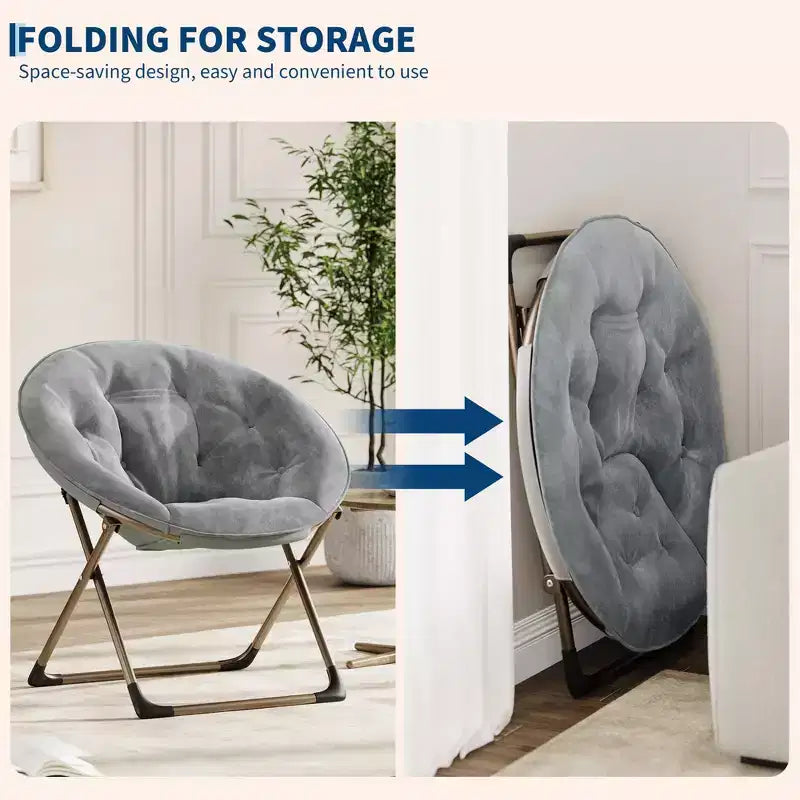 Fauteuil à bascule, Fauteuil lune surdimensionné Coussin moelleux Structure en métal doré