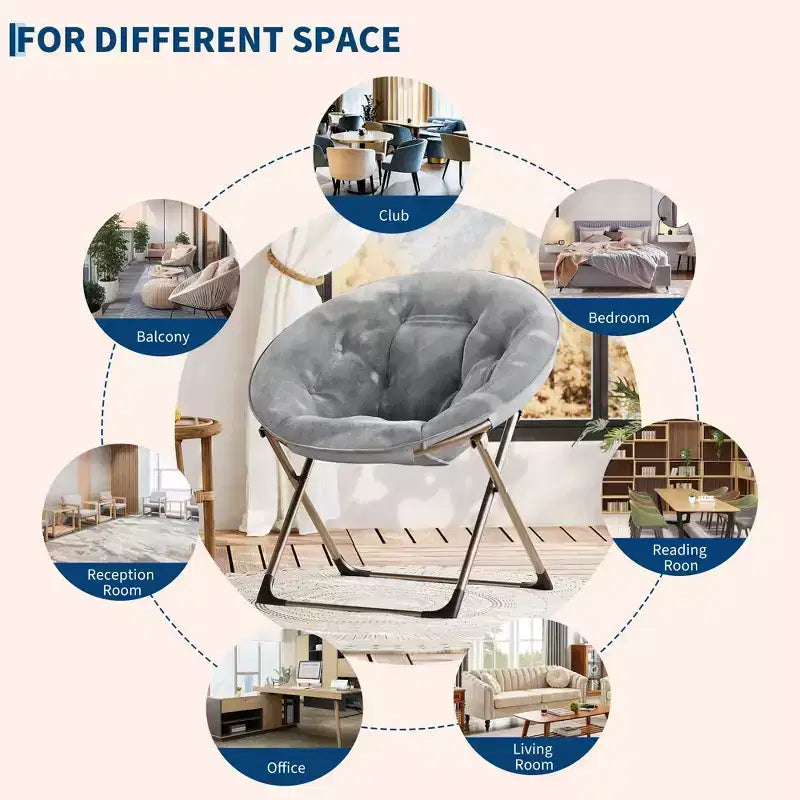 Fauteuil à bascule, Fauteuil lune surdimensionné Coussin moelleux Structure en métal doré