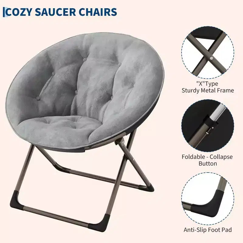 Fauteuil à bascule, Fauteuil lune surdimensionné Coussin moelleux Structure en métal doré