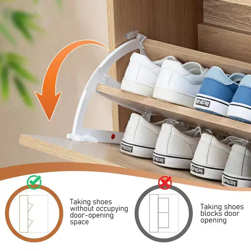 Meuble à chaussures 1 tiroir et 2 abattants en panneaux de particules, avec cannage en rotin