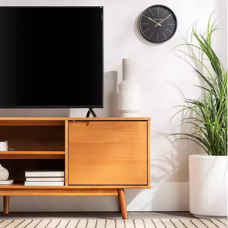 Meuble TV Mid-Century Modern en bois massif pour téléviseurs jusqu'à 80 pouces