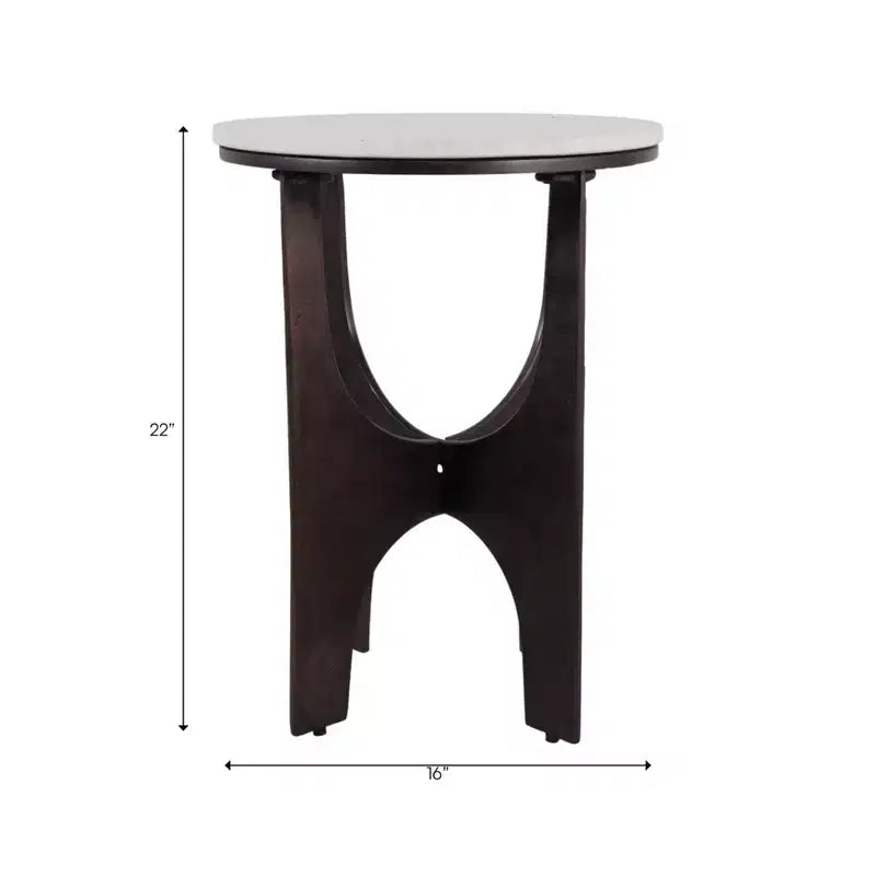 Table d'appoint contemporaine ronde en marbre avec piètement en métal