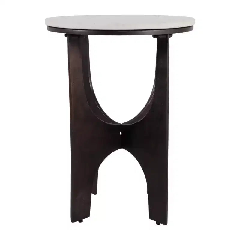 Table d'appoint contemporaine ronde en marbre avec piètement en métal