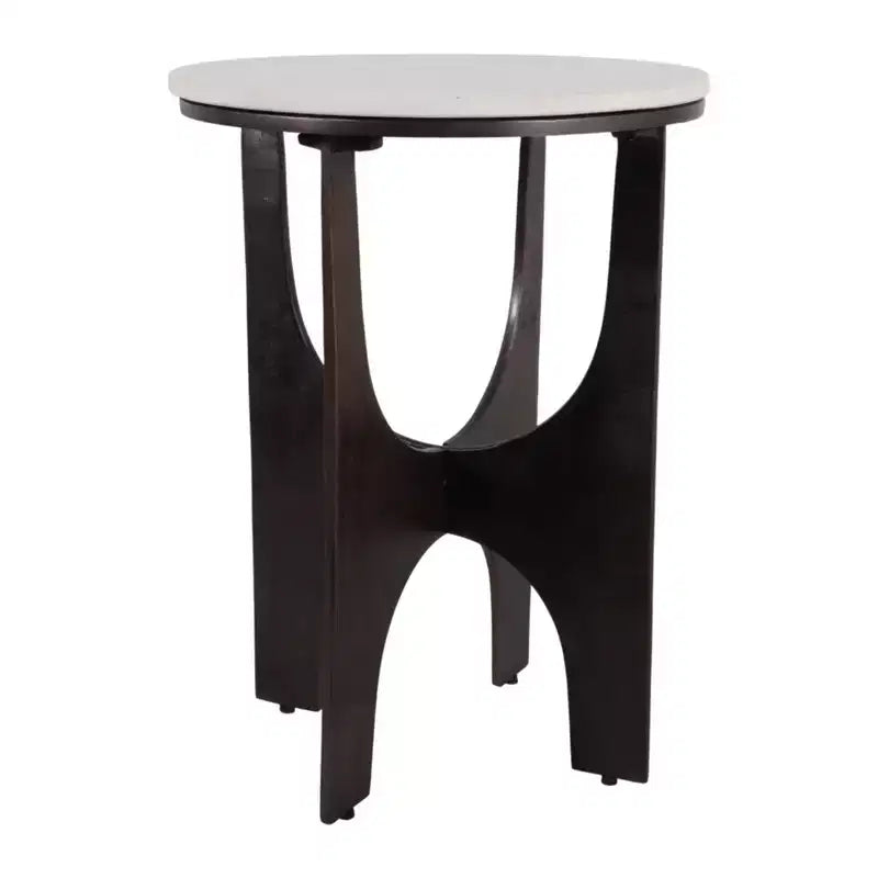 Table d'appoint contemporaine ronde en marbre avec piètement en métal