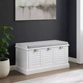 Crosley 36" Ellison Entryway Storage Bench White/Gray: Upholstered with Shoe Compartment, Narrow Design