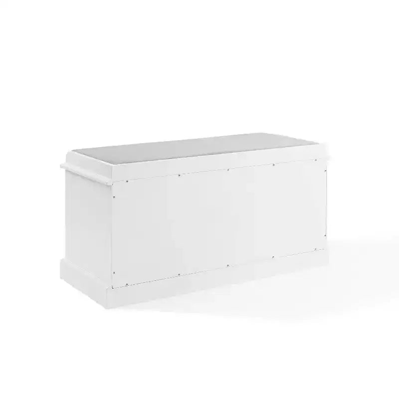 Banc de rangement d'entrée blanc/gris rembourré avec compartiment à chaussures