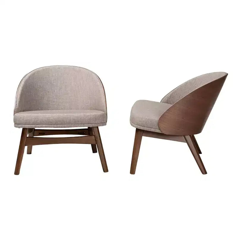 Fauteuil d'appoint gris en tissu et noyer de style « Mid-Century Modern »